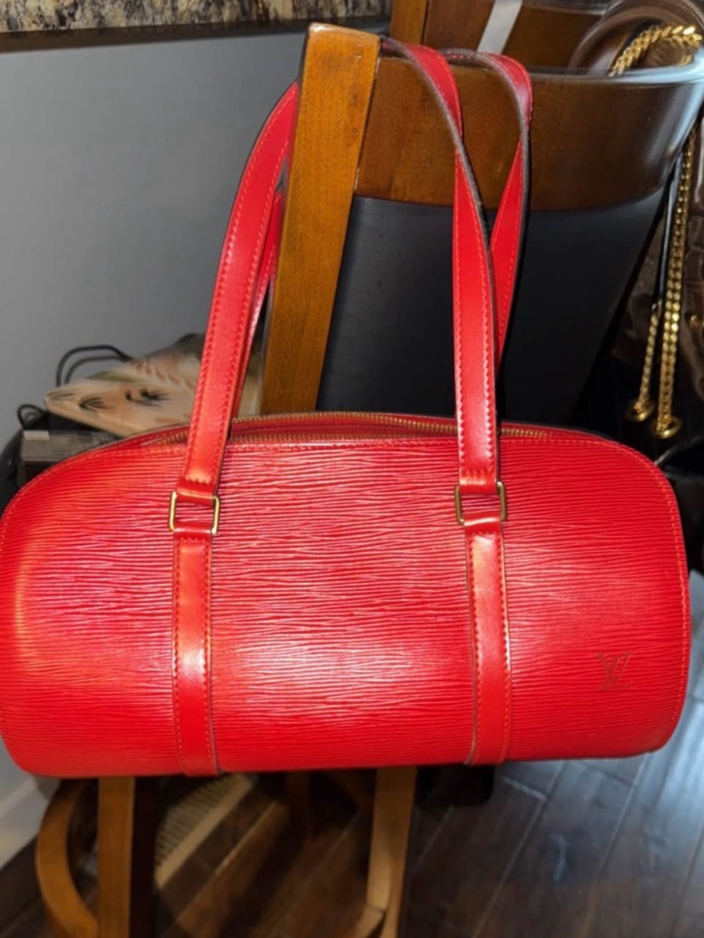 Louis Vuitton Red Epi Leather Barrel Shoulder Bag w/baby and wallet